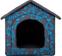 Coussin pour chien Niche pour chien Lit pour animal Lit pour chat - Standard - 60 x 60 x 55 cm [Taille : R4] - Bleu avec plantes