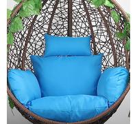 Coussin pour Fauteuil Oeuf Suspendu, Imperméable Siège de Chaise Rembourrage pour Patio Jardin, Balançoire Panier Suspendu Coussin de Siege, avec Appui-tête et ficelles pour Attacher(Color:Blue)