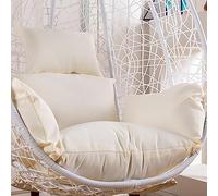 Coussin pour Fauteuil Oeuf Suspendu, Imperméable Siège de Chaise Rembourrage pour Patio Jardin, Balançoire Panier Suspendu Coussin de Siege, avec Appui-tête et ficelles pour Attacher(Color:Off White)