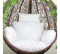 Coussin pour Fauteuil Oeuf Suspendu, Imperméable Siège de Chaise Rembourrage pour Patio Jardin, Balançoire Panier Suspendu Coussin de Siege, avec Appui-tête et ficelles pour Attacher(Color:White)