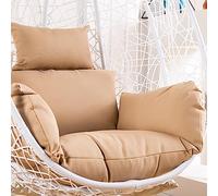 Coussin pour Fauteuil Oeuf Suspendu, Imperméable Siège de Chaise Rembourrage pour Patio Jardin, Balançoire Panier Suspendu Coussin de Siege, avec Appui-tête et ficelles pour Attacher(Color:Khaki)