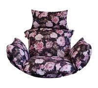 Coussin pour fauteuil suspendu de jardin – siège pour balançoire suspendue - noir avec des roses