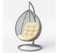 Coussin pour fauteuil suspendu extérieur - HOMESCAPES - Coussin de rechange pour fauteuil œuf - Intérieur et extérieur - Crème