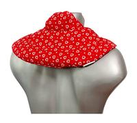 Coussin pour la nuque avec col montant - Lin + lavande - Coussin chauffant aromatique avec fleurs de lavande - Rouge avec des coeurs