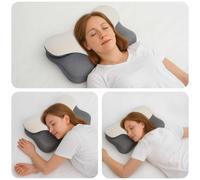 Oreiller cervical ergonomique - vidaXL - Gris - Polyester - 59x38x14 cm - Housse amovible - Respirant - Usage intérieur