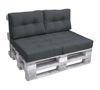 Beautissu Set Coussin Palette Eco Elements - Confortable 1x Coussin d'assise 120x80 cm & 2X Coussin Dossier 60x40 cm Lounge Extérieur & Intérieur pour Salon Jardin - Gris Graphite