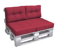 Coussin pour palette Outdoor 1x coussin d'assise & 2x coussins de dos, rouge