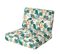 Coussin pour Palette PillowPrim, Coussin de Meuble, Rembourrage en Polyester, 59 x 59 cm, Fleurs Blanches, Certifié Oeko-Tex, Antidérapant, Utilisation Extérieure, Style Moderne, 10 cm d'Épaisseur