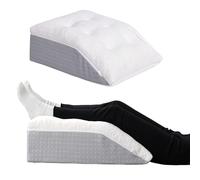 Coussin pour Surélever Les Jambes, Mousse à Mémoire de Forme Double Couche, Coussin Relève-Jambes pour Lit et Canapé, Housse Amovible et Lavable, 60 x 45 x 21 cm, Blanc/Gris