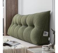 Coussin pour tête de lit en velours - Coussin de dossier triangulaire lavable pour grand lit/double/simple, canapé, soutien lombaire et confortable - 100 x 50 x 20 cm - Vert