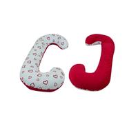 Coussin Pre/Post Natal Usages Multiples Coeurs Rouges Sur Fond Blanc - Rouge
