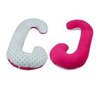 Coussin Pre/Post Natal Usages Multiples Toiles Grises Et Roses Sur Fond Blanc Rose