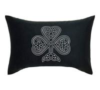 Coussin premium Trèfle à quatre feuilles avec garniture & symbole du trèfle 40x60cm Yggdrasil nordique Viking Coussin décoratif irlandais Celtic Sofakissen grand coussin de siège noir