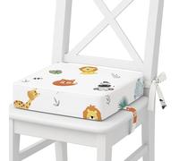 Coussin Réhausseur Enfant 32x32x8 cm pour Table - Réhausseur de Chaise avec Sangles Réglables et Dessous Antidérapant - Housse Amovible lavable à 30 degrés Safari