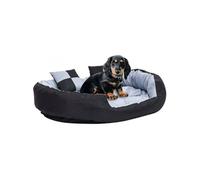 Coussin Réversible Lavable pour Chien Gris et Noir 110x80x23 cm Canapé 171209