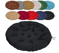 Coussin Rond 50cm/19.68in, Coussin Fauteuil Rotin Rond, Épaissir Antidérapant Facile à Nettoyer, pour Terrasse Tatami Siège Intérieur Extérieur - Le Noir