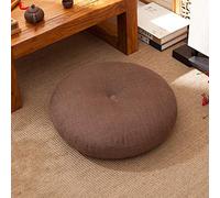 Coussin Rond Détachables de Sol épais en Lin épais de Style Japonais Tatami Coussin pour Chaise de Balcon de Canapé de Plancher de Patio Coussins Oreiller,Marron,40x40cm
