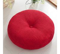 Coussin Rond Détachables de Sol épais en Lin épais de Style Japonais Tatami Coussin pour Chaise de Balcon de Canapé de Plancher de Patio Coussins Oreiller,Rouge,60x60cm