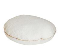 Coussin rond en bouclette avec chic liseré doré ecru