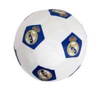 Coussin rond en forme de ballon de football sous licence officielle du Real Madrid FC | Coussin blanc ultra-doux avec écusson de football | Idéal pour toute chambre à coucher ou sur le canapé