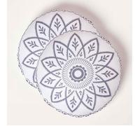 Coussin rond extérieur imperméable - Coussin décoratif 40 cm - Gris Henna - Lot de 2 - HOMESCAPES