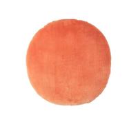 HOMESCAPES Coussin Rond 40 cm en Velours Pur Coton Doux uni Orange, décoration canapé ou Fauteuil