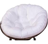 Coussin rond Papasan de 40 à 160 cm d'épaisseur, coussin d'assise confortable for fauteuils suspendus, balancelles, bascule et meubles en osier, l'intérieur comme l'extérieur(White,130x130cm)
