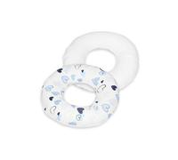 Coussin Rond Post Natal Coeurs Bleus Blanc