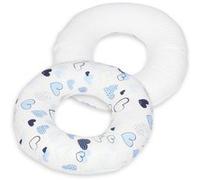 Coussin Rond Post Natal Coeurs Bleus Blanc