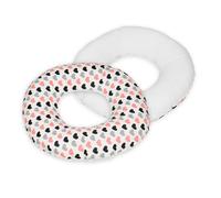 Coussin Rond Post Natal Coeurs Roses-Noirs-Gris - Blanc