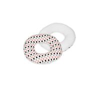 Coussin rond post natal coeurs roses-noirs-gris - blanc