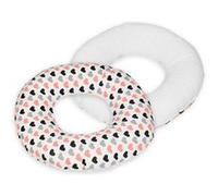 Coussin Rond Post Natal Coeurs Roses-Noirs-Gris - Blanc