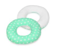 Coussin Rond Post Natal Etoiles Blanches Sur Fond Bleu Menthe Blanc