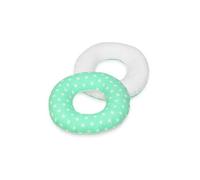 Coussin Rond Post Natal Etoiles Blanches Sur Fond Bleu Menthe Blanc
