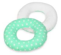 Coussin Rond Post Natal Etoiles Blanches Sur Fond Bleu Menthe Blanc