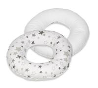 Coussin Rond Post Natal Etoiles Grises Et Blanches Sur Fond Blanc Blanc