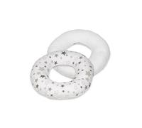 Coussin Rond Post Natal Etoiles Grises Et Blanches Sur Fond Blanc Blanc