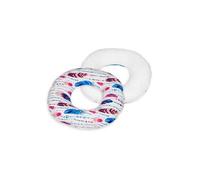 Coussin Rond Post Natal Plumes Multicolores Blanc
