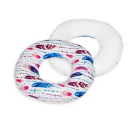 Coussin Rond Post Natal Plumes Multicolores Blanc