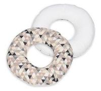 Coussin Rond Post Natal Triangles Beiges Blanc