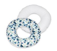 Coussin rond post natal triangles bleus blanc Multicolore