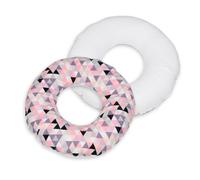 Coussin Rond Post Natal Triangles Roses Blanc