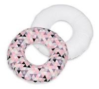 Coussin Rond Post Natal Triangles Roses Blanc