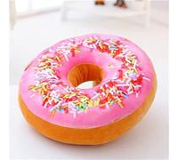 Coussin rond rembourré en forme de beignet - Coussin de siège en forme de donut - Coussin de canapé (housse de coussin rose)