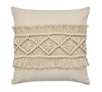 Coussin - Samaya - Macramé - 40x40 cm - Déhoussable - Beige Ecru