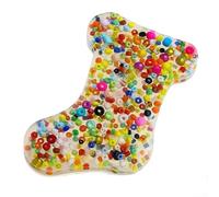 Coussin sensoriel en silicone avec perles et anneaux pour soulager le stress, jouet de poche pour aider à gérer l'anxiété et les habitudes de cueillette de la peau (chaussettes de Noël)