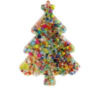 Coussin sensoriel en silicone avec perles et anneaux pour soulager le stress, jouet de poche pour aider à gérer l'anxiété et les habitudes de cueillette de la peau (arbre de Noël)