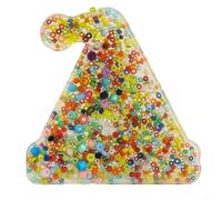 Coussin sensoriel en silicone avec perles et anneaux pour soulager le stress, jouet de poche pour aider à gérer l'anxiété et les habitudes de cueillette de la peau (chapeau de Noël)