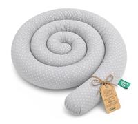 Coussin serpentin XXL Roulé de lit Bordure - 400 cm - d’Allaitement décoratif Protection Bord Serpent XL Fait Main Motif Points Blancs Gris Certificat Oeko-Tex