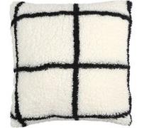 HOME DECO FACTORY, TX0106, Coussin Sherpa Doux à Carreaux Noir et Blanc, Design Moderne et Élégant, Idéal pour Canapé ou Lit, Déhoussable, 40x40 cm, Blanc et Noir